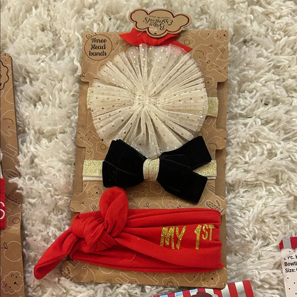 Festive Red and White Baby Accessory Christmas Set